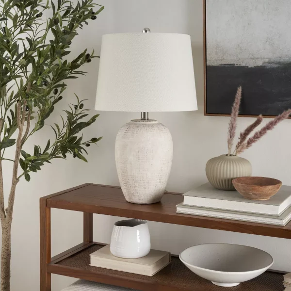 23" Farmhouse Ceramic Urn Pot Table Lamp