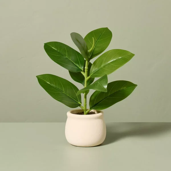 9.5" Faux Mini Green Leaf Plant